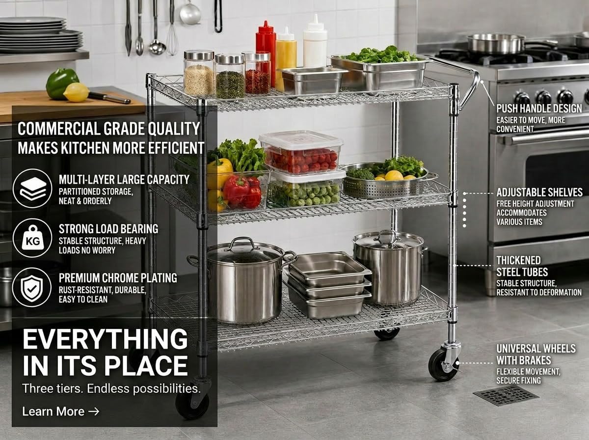 Kereta Dorong Serbaguna Beroda - Commercial Kitchen And Bar ulasan dan harga
